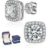 Moissanite Earrings for Women Men, 1ct-4ct DEF Color Moissanite Stud Earrings,925 Sterling Silver earrings, Safety Friction Back