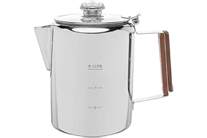 COLETTI Bozeman Percolator Coffee Pot — NO Aluminum or Plastic [9 cup]