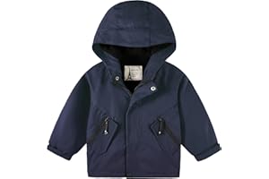 Volunboy Toddler Boys Hooded Fleece Lightweight Windbreaker Jackets Zip Up Windproof Fall Winter Hoodie Outerwear Coat
