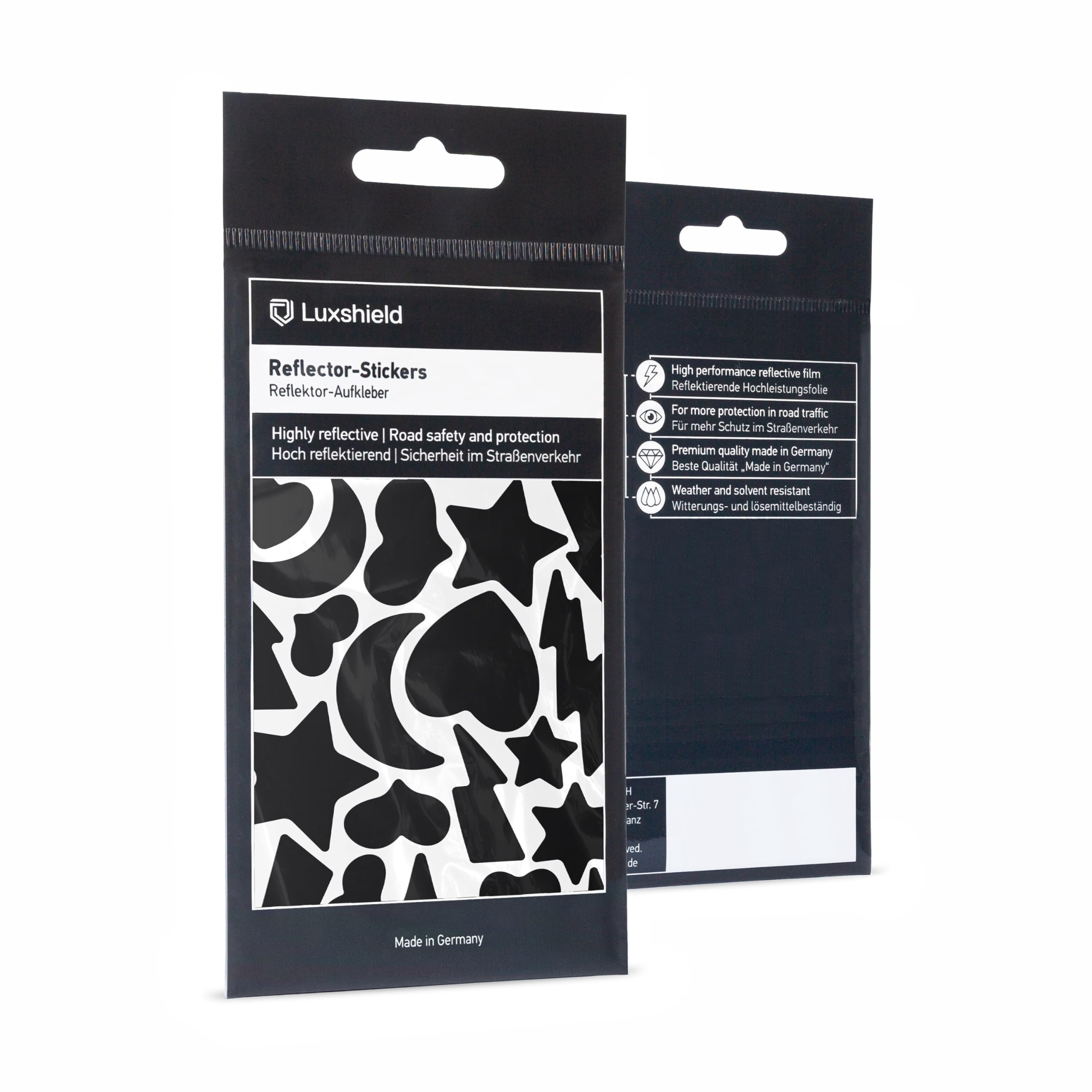 Luxshield Reflector Sticker Set - Heaven & Hearts - for bicycle scooter pram - reflective tape - reflective stickers