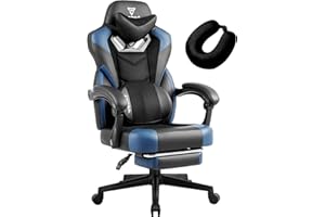Vigosit Gaming Chair PRO- Gaming Chair with Footrest, Mesh Gaming Chair for Heavy People, Ergonomic Reclining Gamer Computer Chair for Adult, Big and Tall Office PC Chair Gaming with Massage (Blue)