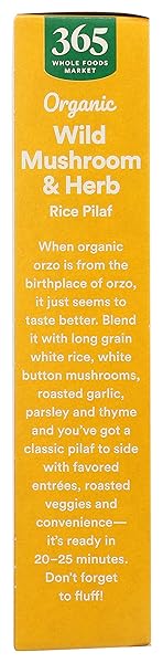 365 BY WHOLE FOODS MARKET, ORGANIC MUSHROOM AND HERB RICE PILAF, 6 OUNCE