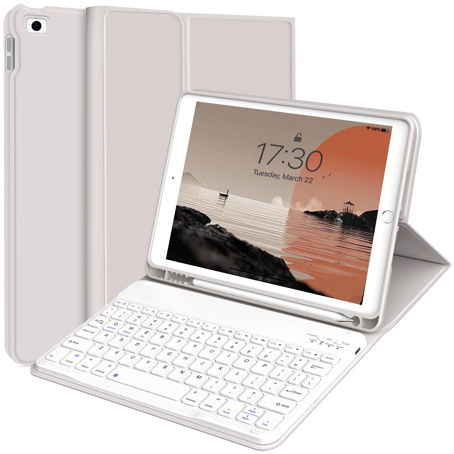 Photo 1 of kenke for iPad 6/5th Generation Case with Keyboard 9.7 Inch 2018/2017 iPad Air 2/1, Detachable Wireless Bluetooth iPad Keyboard Case with Built-in Left Side Pencil Holder Auto Wake/Sleep (Gray)