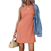 WIHOLL Casual Dresses for Women Crewneck Sleeveless Tank Dress Summer Spring Boho Vacation Clothes