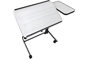 Platinum Health Acrobat Professional Overbed/Laptop Table, Tilting, Height Adjustable with Casters. Split Top for Maximum Vesatility. Folds for Easy Storage. (White Birch)