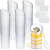 2.5OzDessertCups-100set Voittozege 100 Pack 2.5oz Mini Dessert Shooter Cups with 100 Spoons, Round Appetizer Parfait Cups, Di