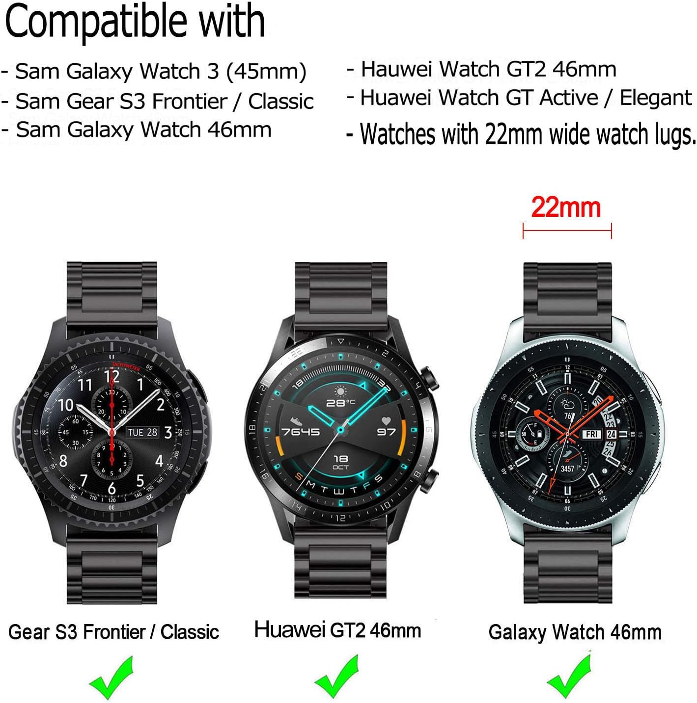 DEALELE Strap Compatible with Samsung Galaxy Watch 46mm / Galaxy 3 45mm - Image 4