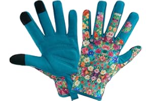 IYICLOTH Gardening Gloves for Women, Printed Touchscreen Garden Gloves with Grip, Thorn-Proof Puncture-Resistant Work Gloves