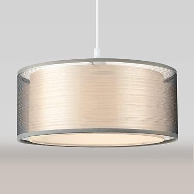FRIDEKO HOME 2 Tier Light Shade Ceiling Grey Lampshade 30cm Modern Drum