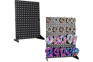 Loghot Metal Pegboard Display Stand for Craft Shows Standing Pegboard Jewelry Display Stands for Vendor Events Retail Rack for Selling, Pin Stickers & Keychain Peg Board (Black 2pcs)