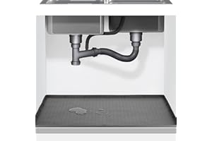 Under Sink Mat - Waterproof Kitchen Sink Liner, Non-Slip Rubber Cabinet Protector, Flexible Drip Tray for Kitchen & Bathroom 