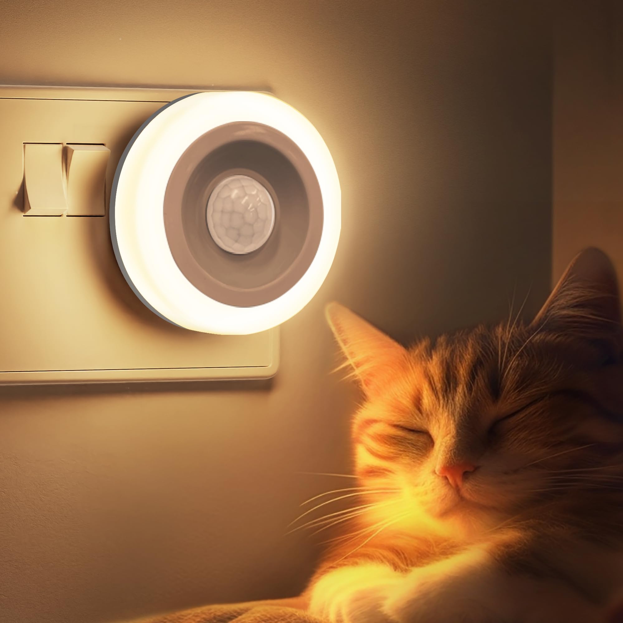 Briignite Motion Sensor Night Light, Night Lights Plug into Wall, Auto On/Off Motion Activation Nightlight, Energy-Saving 0.6W LED, Warm White, Ideal for Kids, Bedroom, Bathroom, 2 Pack