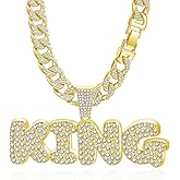 EDINGM Miami Cuban Link Chain for Men, Gold/Silver Plated Diamond Necklace, Iced Out Hip Hop Jewelry Gift