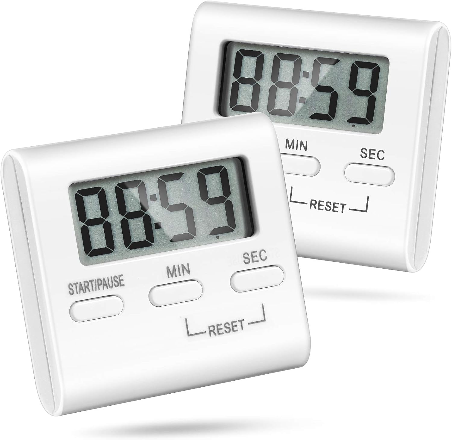 2 Pieces Digital Kitchen Countdown Timer White Kitchen Cooking Timer