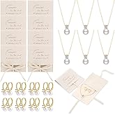 Quelay 24 Pcs Bridesmaid Pearl Jewelry Set of 8 Bridesmaid Pearl Necklaces and Earrings for Women Jewelry Gift Pouch with Bow Tie I Couldn't Tie the Knot Without You Wedding Bride Shower Supplies