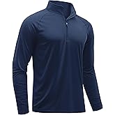 TACVASEN Men's Long Sleeve Athletic Shirts 1/4 Pullover Zip Sun Protection Rash Guard UPF 50+ Outdoor Running T-Shirts
