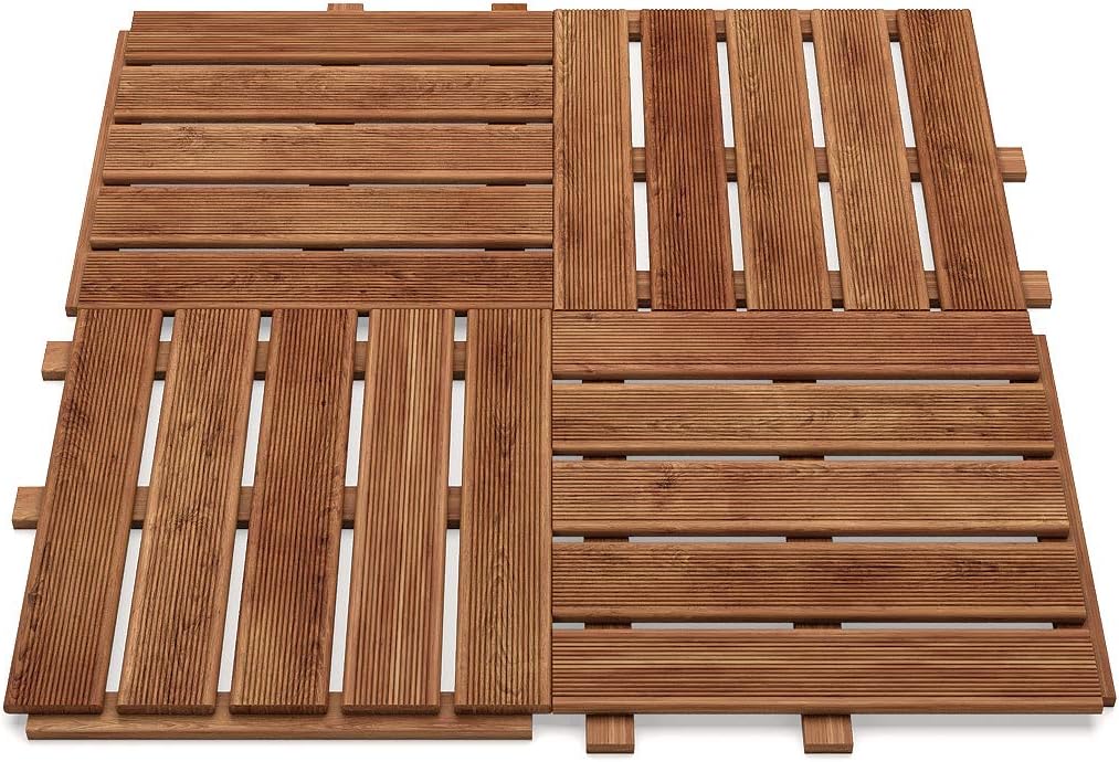 40 Piezas 50x50cm Floranica® Baldosas de Madera para Tablas de terraza