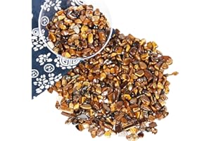Orientrea 1.1lb Natural Crushed Tiger Eye Crystal Tumbled Chips-Tiger Eye Healing Crystals Chips Bulk, Crushed Crystal Gemstones for Crafts, Beautiful Package for Gift (Tiger Eye)