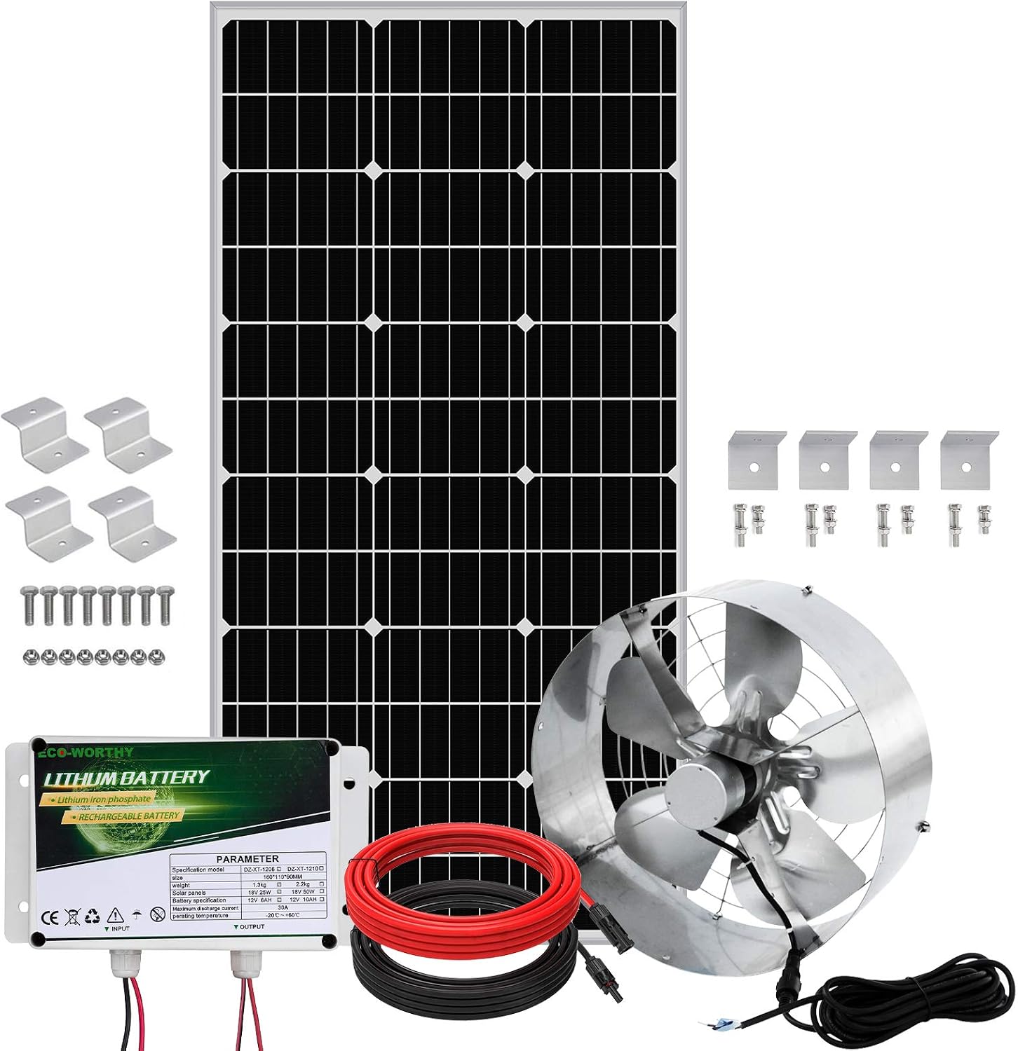 Pumplus 100Watt Solar Panel with 12in DC Motor Solar Attic