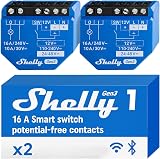 Shelly 1 Gen3 Wi-Fi Matter Smart Relay 16A Dry Contacts 2 Pack
