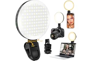 CNUOKY 154 LED Phone Light, 5000Mah Rechargeable Selfie Light Clip Video Light, Adjusted 3 Light Modes, 10 Brightness Levels for Phone, Camera, Laptop, iPad, Light for Makeup, Video Conference, TikTok, Vlog