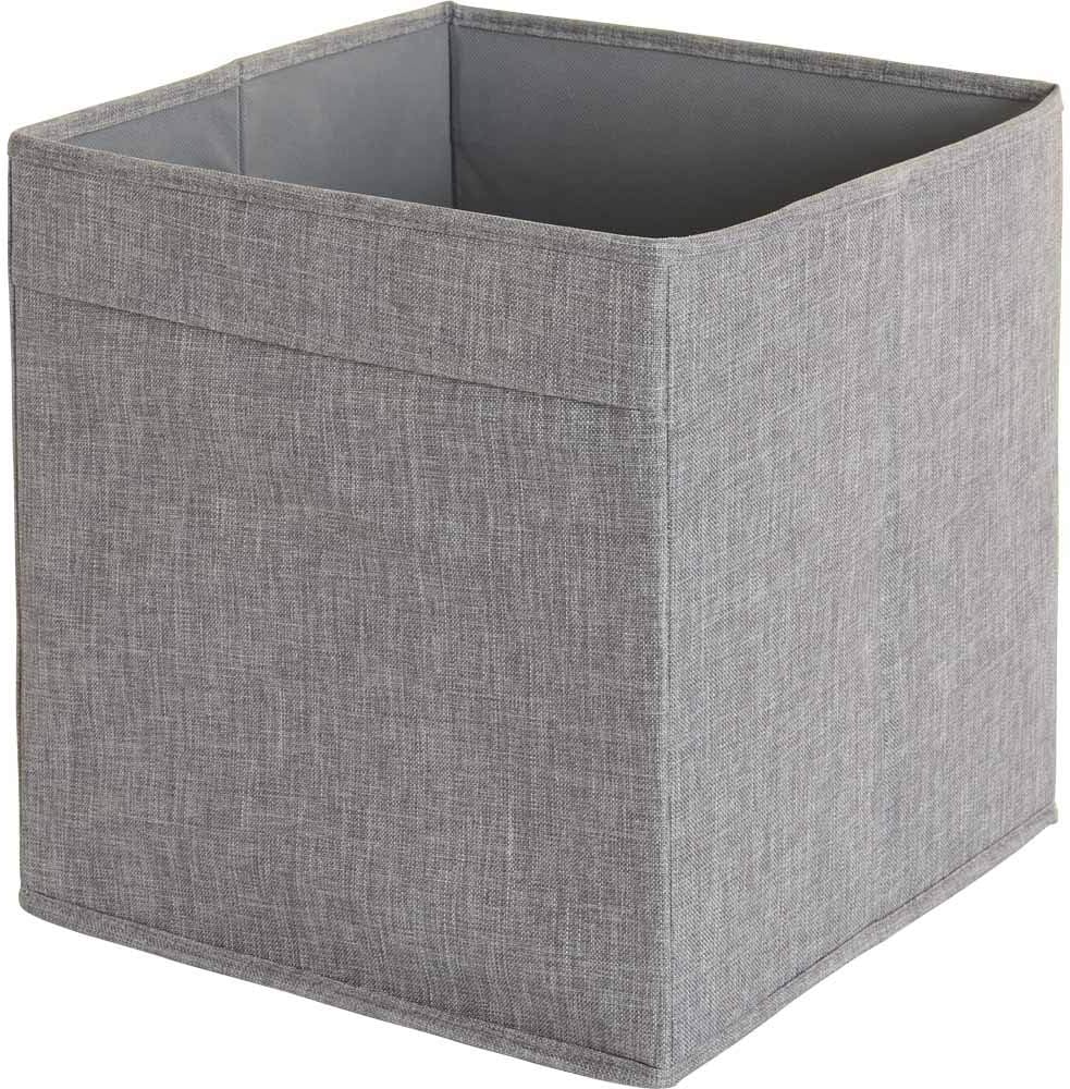 wilko Grey Faux Linen Storage Box 30cm x 30cm BigaMart
