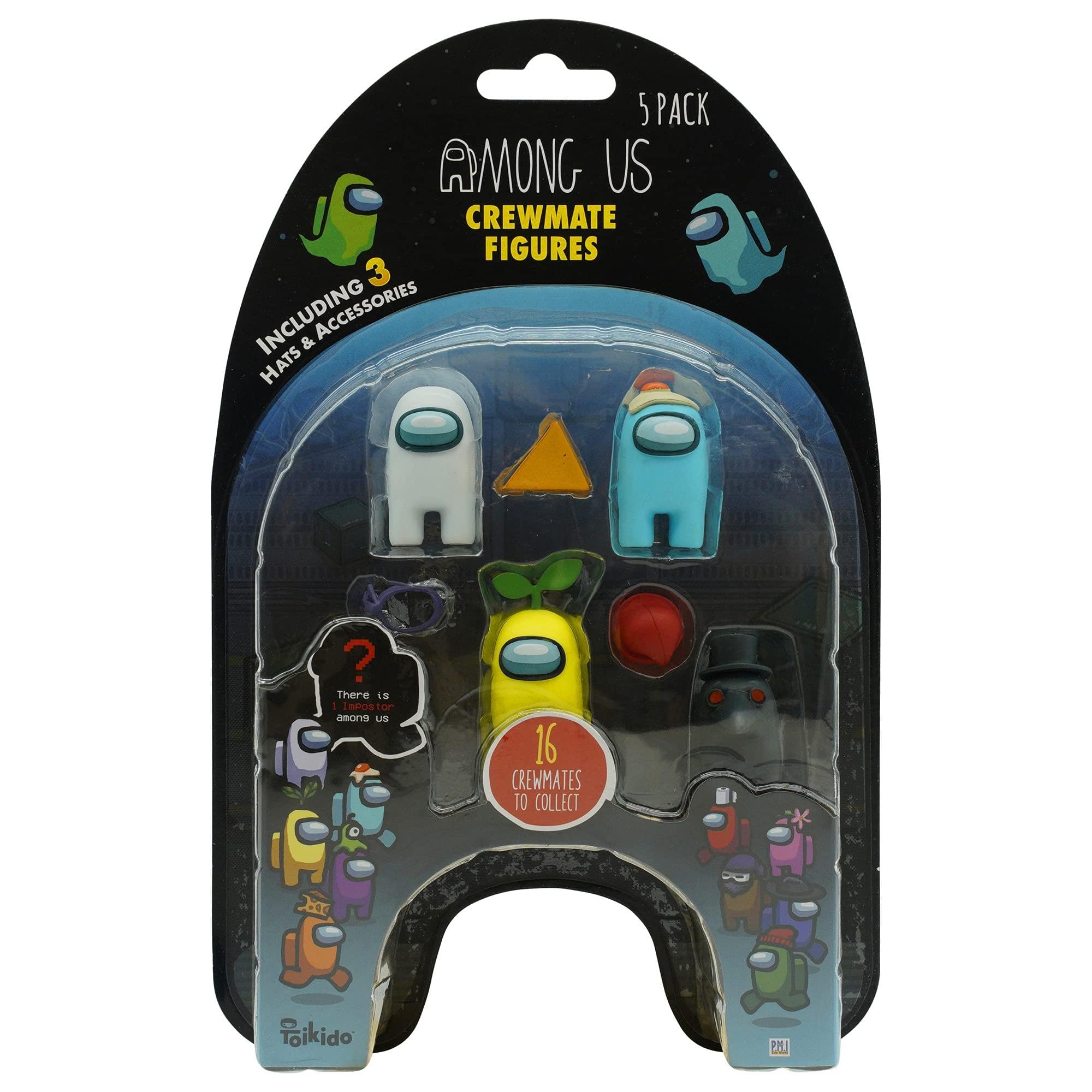 Among Us Crewmate Figures 5 Pack AU2040-H, Official Merchandise Perfect Collectable Figure Gift Game Fan (White-Light Blue)