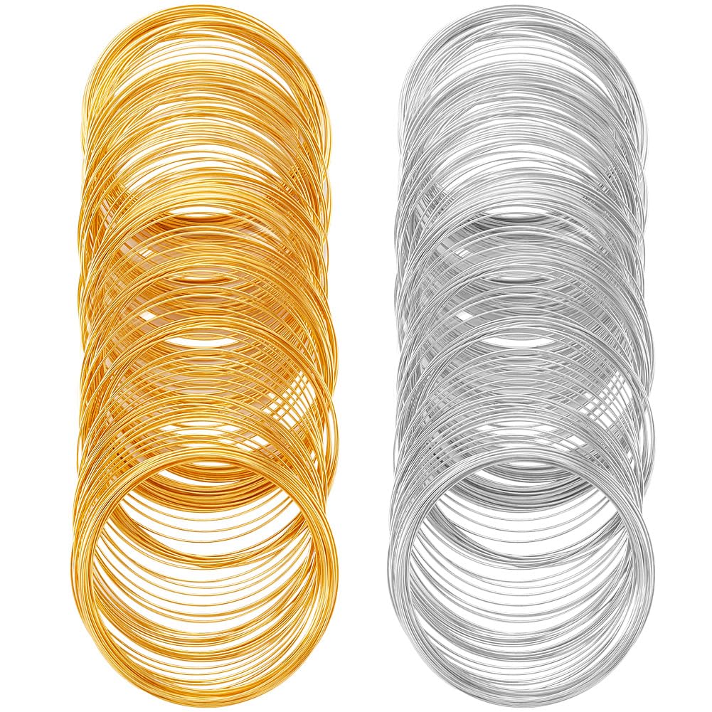 SOFPLATE 400 Loops Memory Wire Bracelet Bulk - Gold & Silver Steel Jewellery Making Wire - DIY Crafts & Gifts