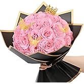 36+20 Glitter Roses Bouquet, DIY Fake Flowers Bouquet, Craft the Initials of Your Loves' Name with Artificial Rose Bouquet for Valentines, Anniversary, Wedding, Mothers Day Gifts, Pink & White