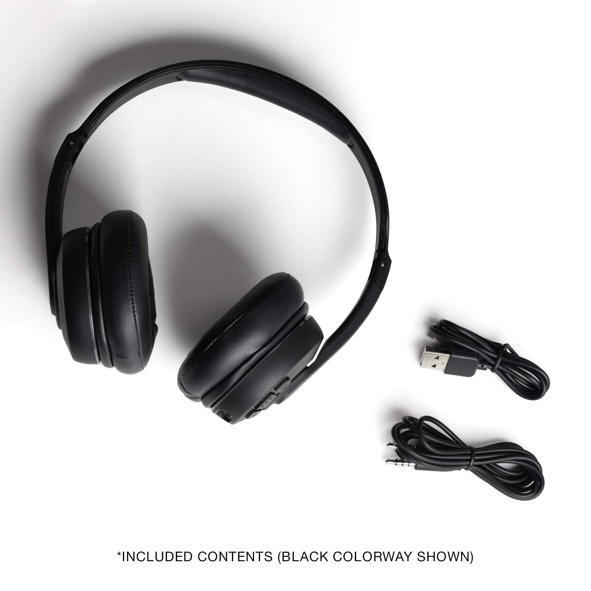 Skullcandy Cassette Wireless On-Ear Headphones, Up to 22 Hours Battery, Foldable Lightweight Design, Backup 3.5mm AUX Cable Included, Microphone for iPhone Android - Black