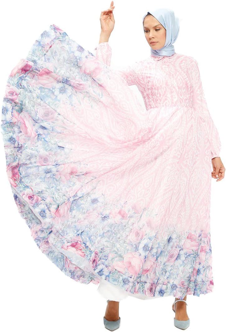 Turkish Muslim Modesty Evening Dress Long Sleeves Fully Lined Point Collar