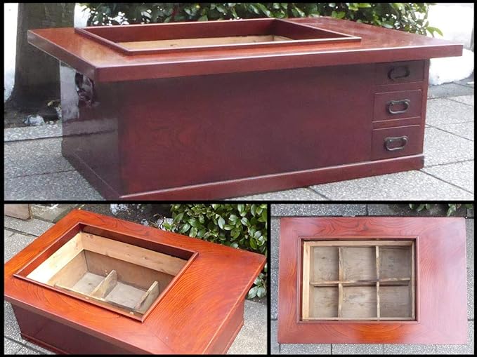 Amazon 江戸長火鉢 欅 けやき 一枚板 関東火鉢 木地呂塗 漆塗 茶道具 囲炉裏 外枠 美品 一期一会 とても素敵です おもちゃ ホビー