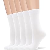 Women's Soft Thin Viscose Bamboo Crew Socks, Fit Stretchy Casual, Business, Dress Calf Sock 5 Pairs