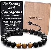 Quietsun Cool Gifts for Teen Boys/Men-Natural Gemstone Bracelet with Meaningful Metal Wallet Card in Gift Box