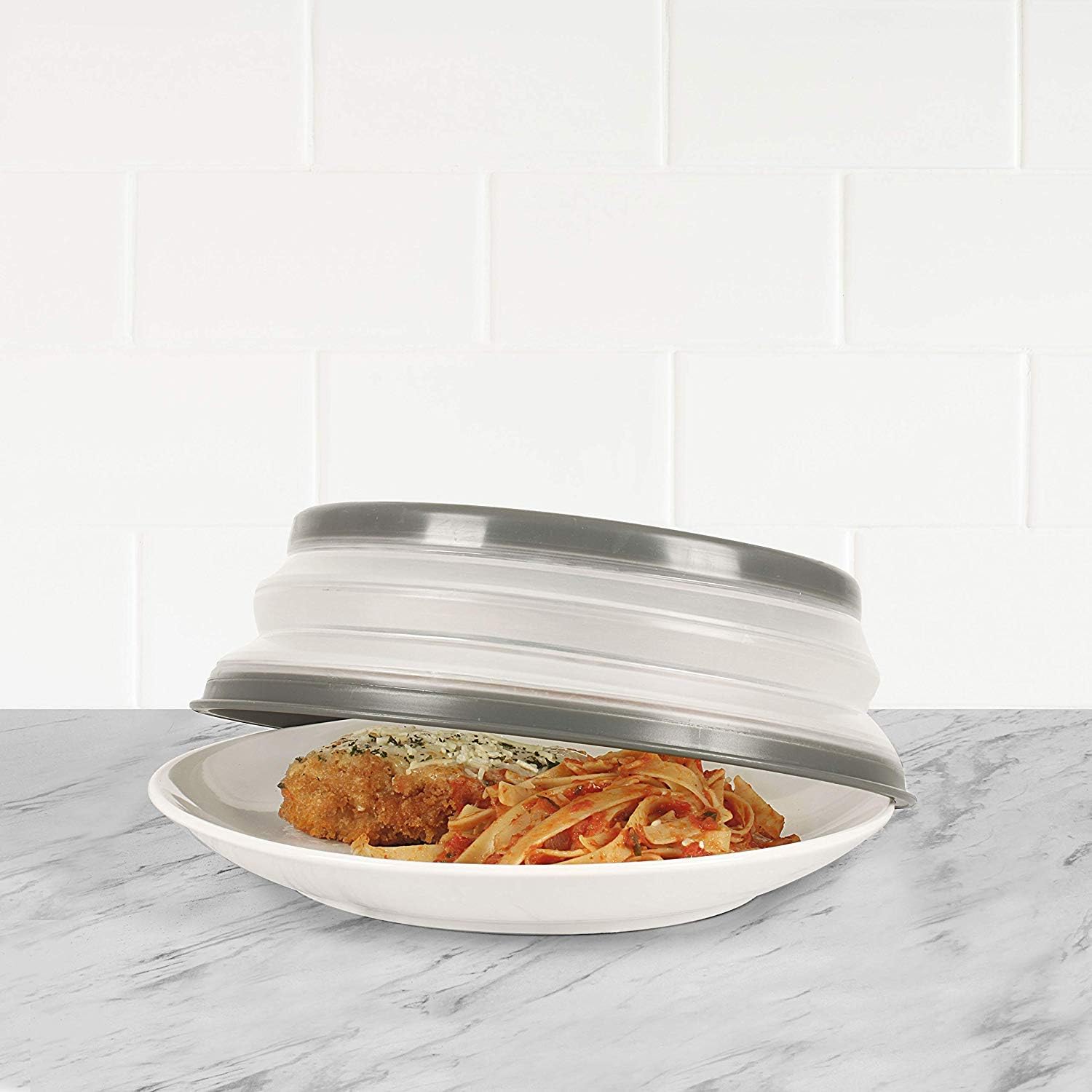 Tovolo Vented Collapsible Microwave Splatter Proof Food Plate Cover With Easy Grip Handle Dishwasher-Safe, BPA-Free Silicone & Plastic, 10.5" Round, 10.5 inch, Charcoal: Kitchen & Dining