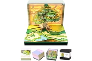 RSLIPIN 3D Memo Pad Time Piece Calendar 2026,3D Art Calendar 2026 Creative Paper Sculpture Magic Tree Rip Away Calendar Notes