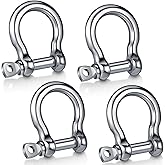 Yaocom 4 Pcs 5/16 Inch Stainless Steel 304 Bow Shackle D Ring Shackles Screw Pin Anchor Shackle for Outdoor Adventure Camping Chains Wire Rope Lifting Construction