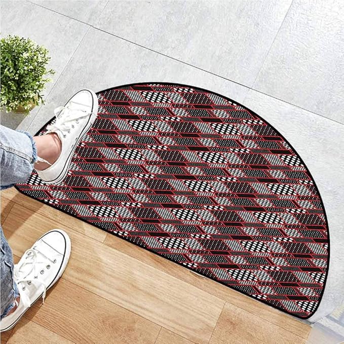 Red and Black AntiSkid HalfRound Rug Highgrede and Long