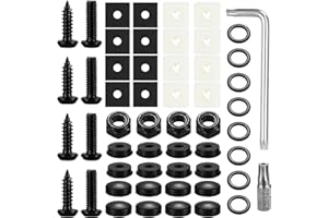 RUGLAMZHIP 8 Sets License Plate Screw Kit, Black Anti Theft License Plate Screws Kit, Stainless Car License Plate Mounting Hardware Tamper Proof Screws Fasteners for Car Truck SUV License Plates Frame