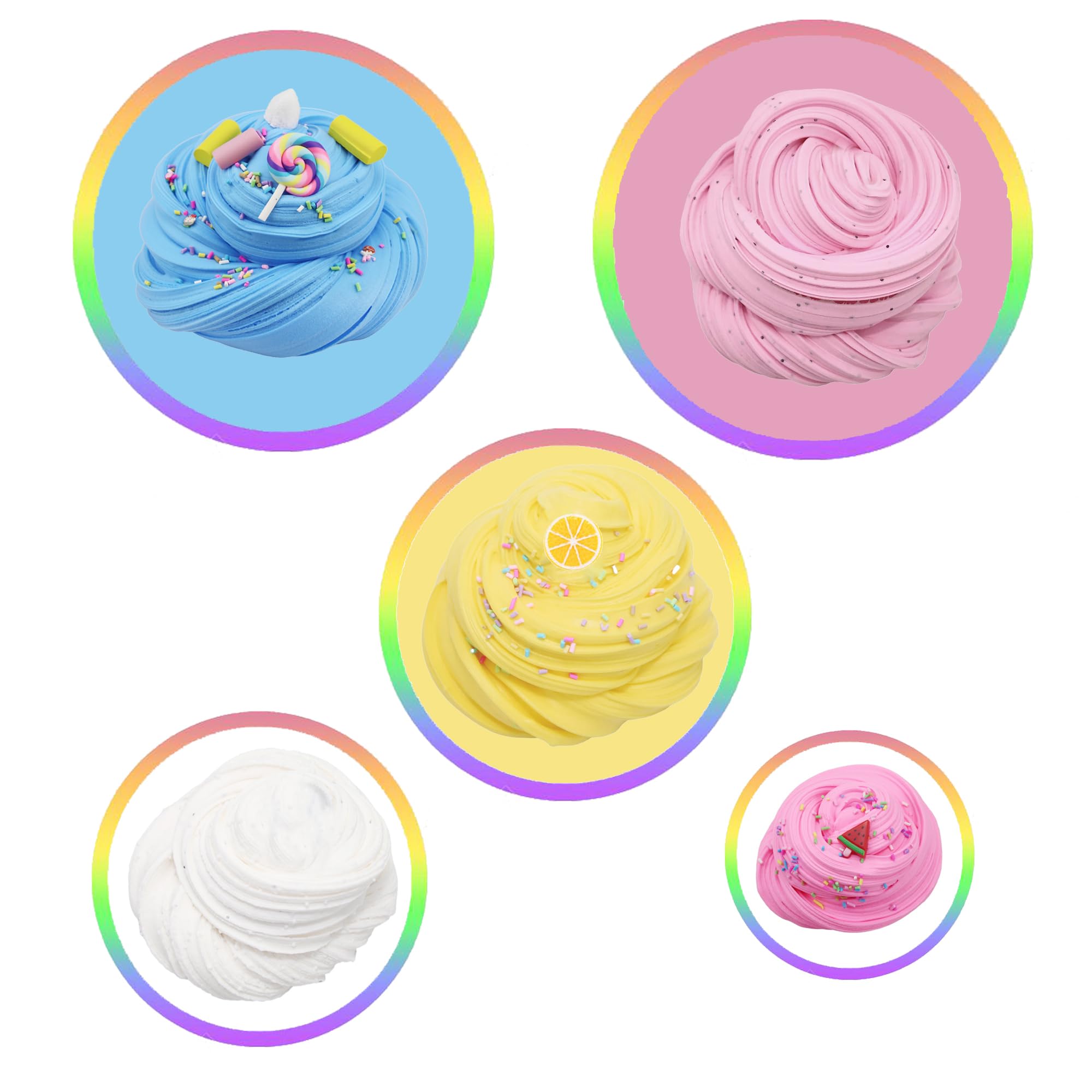 7 Pack Cake Butter Slime Kits, Soft and Non-Sticky Slime Kit Party Favors for Girls and Boys