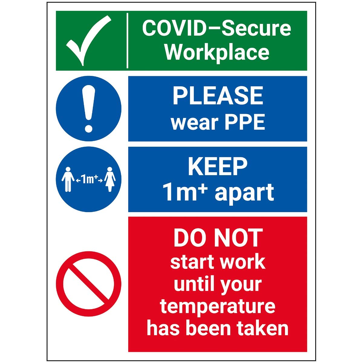 V Safety Covid-Secure Workplace - Please Wear PPE - 300mm X 400mm - 1mm Rigid Plastic