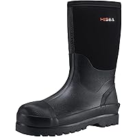 HISEA Men's Rain Boots Waterproof Muck Mud Boots Insulated Rubber Boot