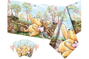 CORODER 3PCS Winnie Party Tablecloth Baby Shower Table Cover Party Supplies for Boys Girls Newborn Kids Birthday Decorations