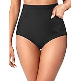 Tempt Me Women's High Waisted Bikini Bottom - Full Coverage Swimsuit Tummy Control Bathing Suit Swim Bottom with Pockets 2025