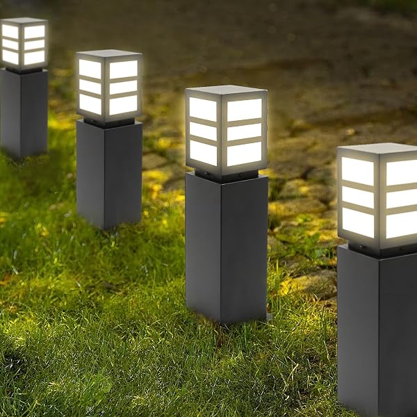 LANDSCAPE PATH LIGHTS 24″ IP65 WATERPROOF BOLLARD LIGHTS, HEAVY DUTY STEEL STABLE WIDENED BASE E27 LAMP HOLDER, MODERN OUTDOOR PATH LIGHTS BOLLARD FOR LAWN, PATIO, COURTYARD, DRIVEWAY, OBLONG 1PACK