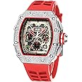 FANMIS Mens Bling Punk Diamond Chronograph Watches Fashion Style Silicone Band Sports Wrist Watch