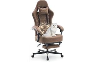 Kslysuty Gaming Chair Breathable Leather with Pocket Spring Cushion, Wide and High Ergonomic Office Chair with Headrest, Comp