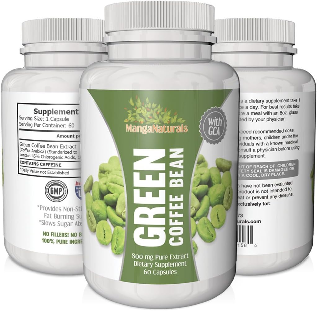 Pure Green Coffee Bean Extract 800 with GCA Natural Weight Loss Supplement, Formulated Especially For Launching Your Green Coffee Bean Diet - Premium Quality