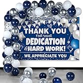 We Appreciate You Decorations Blue Silver We Appreciate You Banner with Balloons Arch Kit Thank You Backdrop for Teacher Employee Staff Doctors Nurse Poaster Volunteer Appreciation Week Party Decor