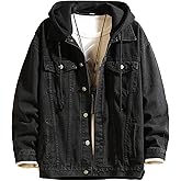 Hoodie Jean Jacket for Men Long Sleeve Slim Fit Casual Denim Jacket Distressed Trucker Outwear with Hood